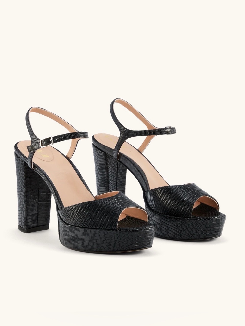 Inez Camilla Heels in Black Lizard size 8 M